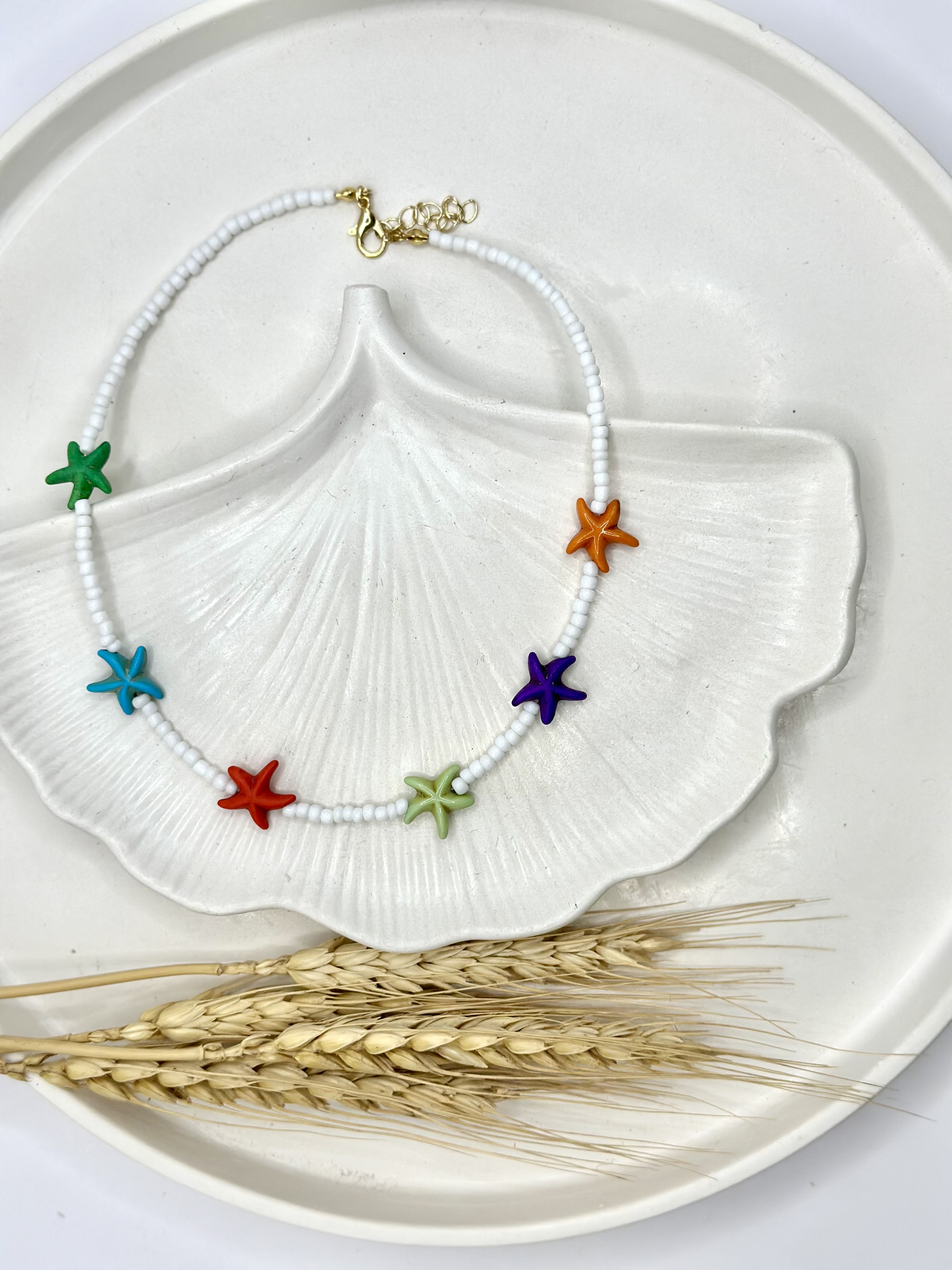 multi color starfish necklace
