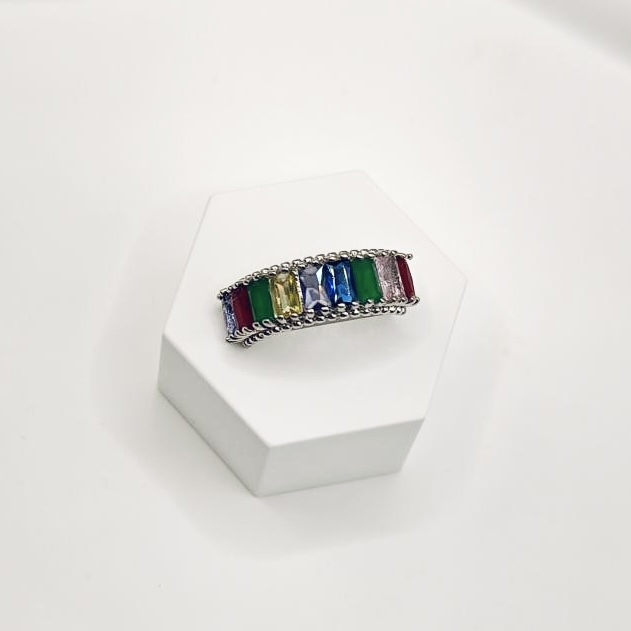 color bar silver ring