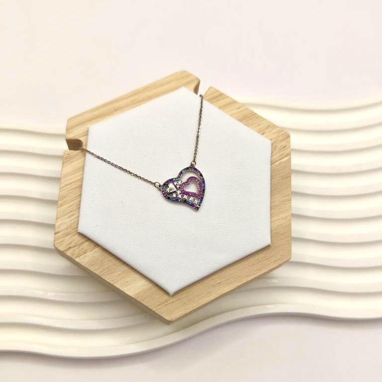 Purple Silver Heart necklace
